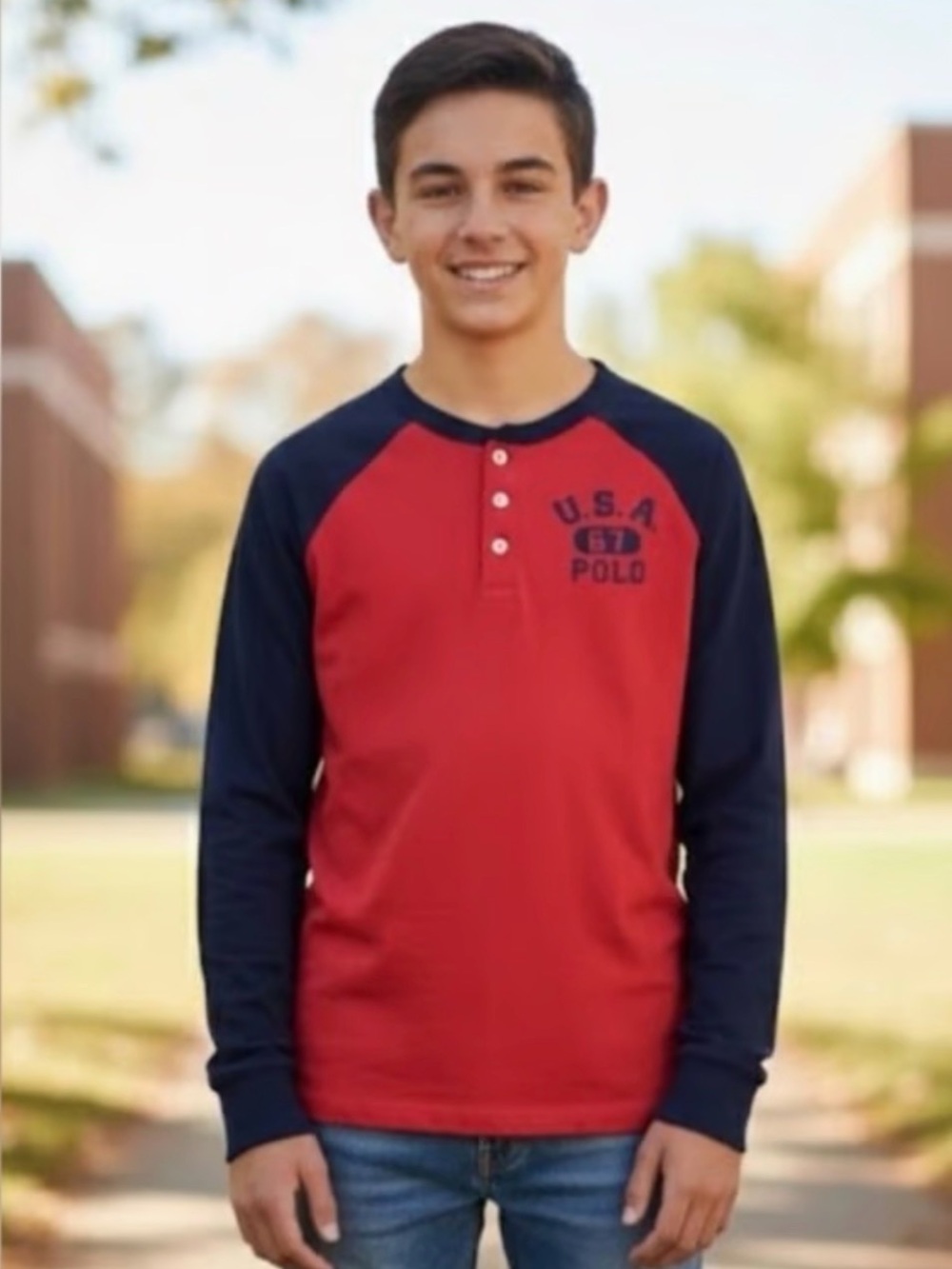 POLO Ralph Lauren Long Sleeve Polo Baseball Tee - 6